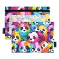 thumbnail image 1 of Colorful Cartoon Pandas 2 Pack Pencil Pouch for 3 Ring Binder Smooth Zipper Folders with Pockets Clear Window Pencil Case, 1 of 6