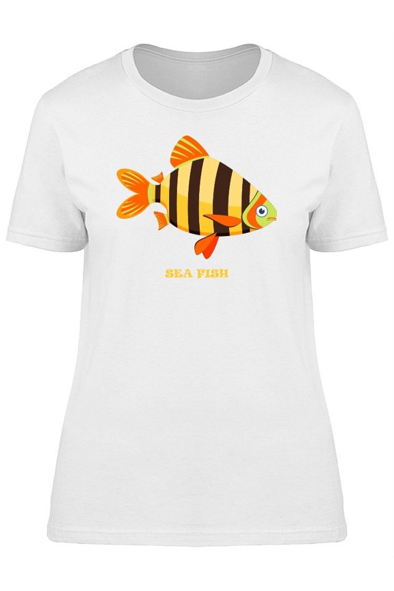 Colorful Cartoon Sea Fish T-Shirt Women -Image by Shutterstock, Female Medium