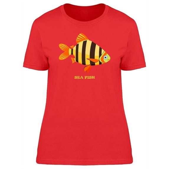 Colorful Cartoon Sea Fish T-Shirt Women -Image by Shutterstock, Female Small