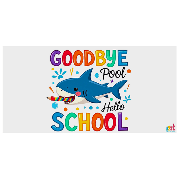Colorful Cartoon Shark Banner Goodbye Pool Hello School Backdrop Party Decorations for School Events Pool Themed Parties Photo Props