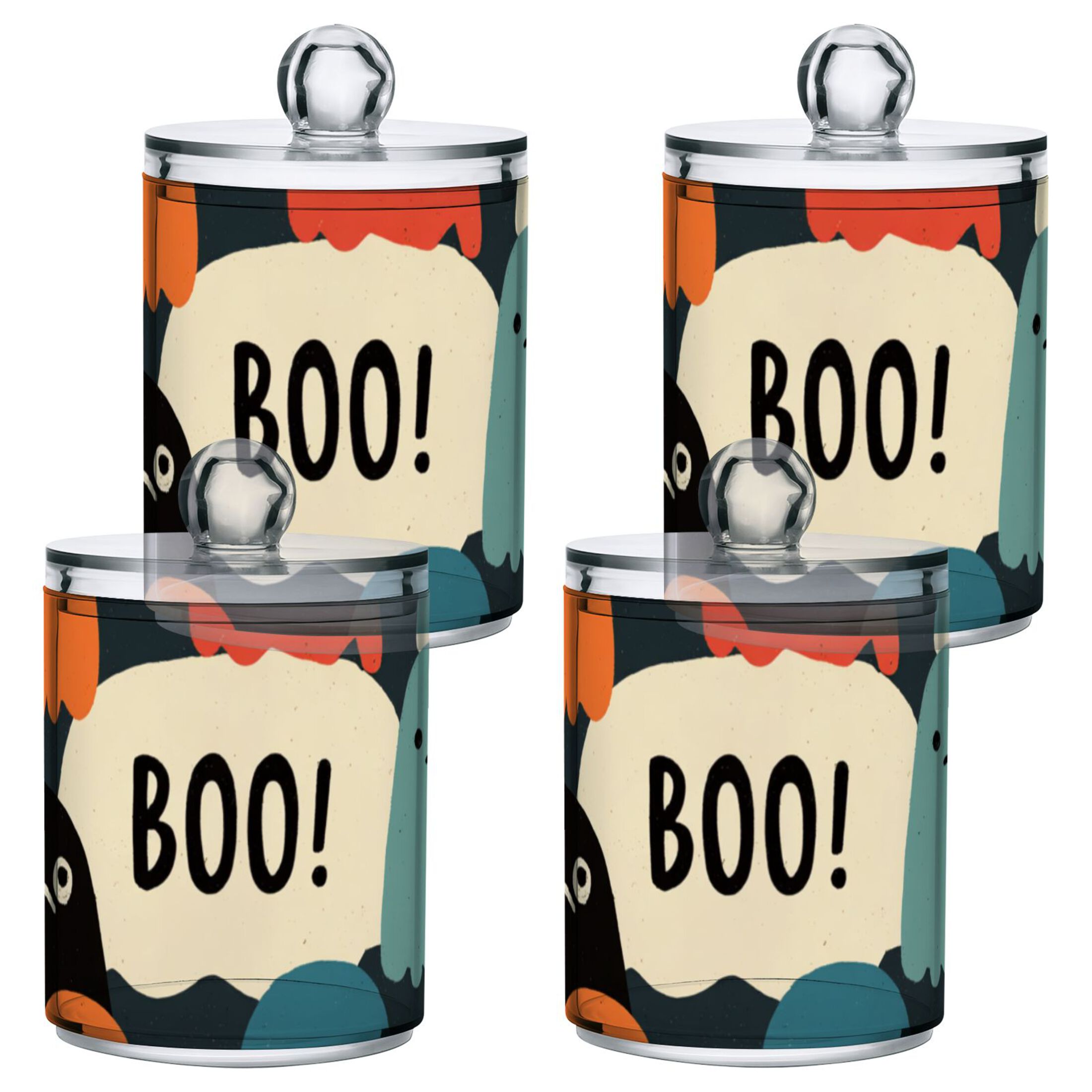 Colorful Cartoon Specters with Boo Sign Halloween Translucent Plastic ...