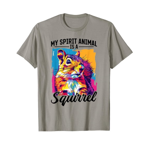 Colorful Cartoon Squirrel T-Shirt - Perfect for Animal Lovers and Fun Spirit Wear