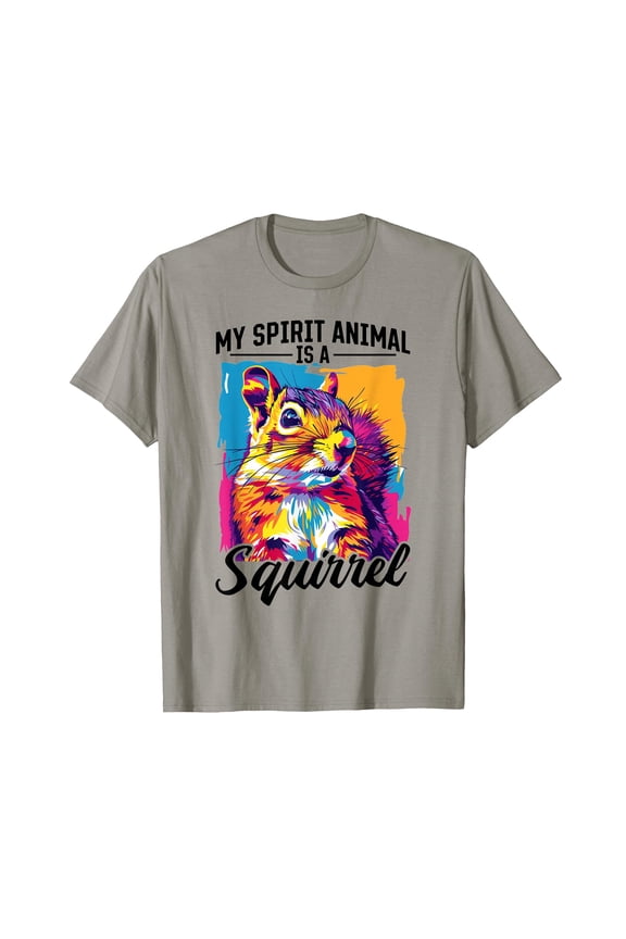 Colorful Cartoon Squirrel T-Shirt - Perfect for Animal Lovers and Fun Spirit Wear