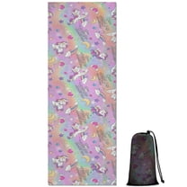 Colorful Cartoon Unicorn Pattern Hot Yoga Mat Towel Non Slip for Hot Yoga - Quick-Drying Yoga Mat Cover with 4 Corner Pockets with Travel Bag - Hot Yoga Towel Non Slip 70"x26"