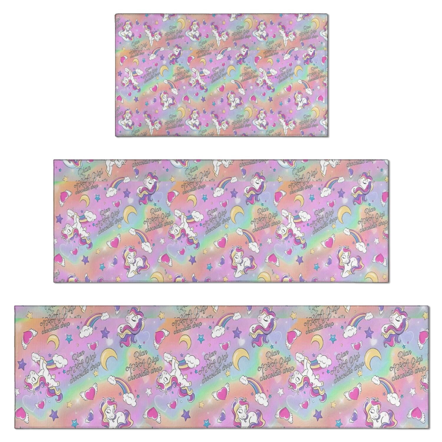 Colorful Cartoon Unicorn Pattern Kitchen Rugs Sets Of 3,Kitchen Runner ...