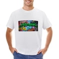 thumbnail image 1 of Colorful Cartoon Wall Green Men’s T-Shirt 100% Cotton Casual Short Sleeve Tops Gift Tee White XL, 1 of 2
