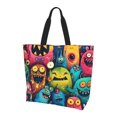 Colorful Cartoon s Canvas Tote Large casual shoulder bag Tote reusable