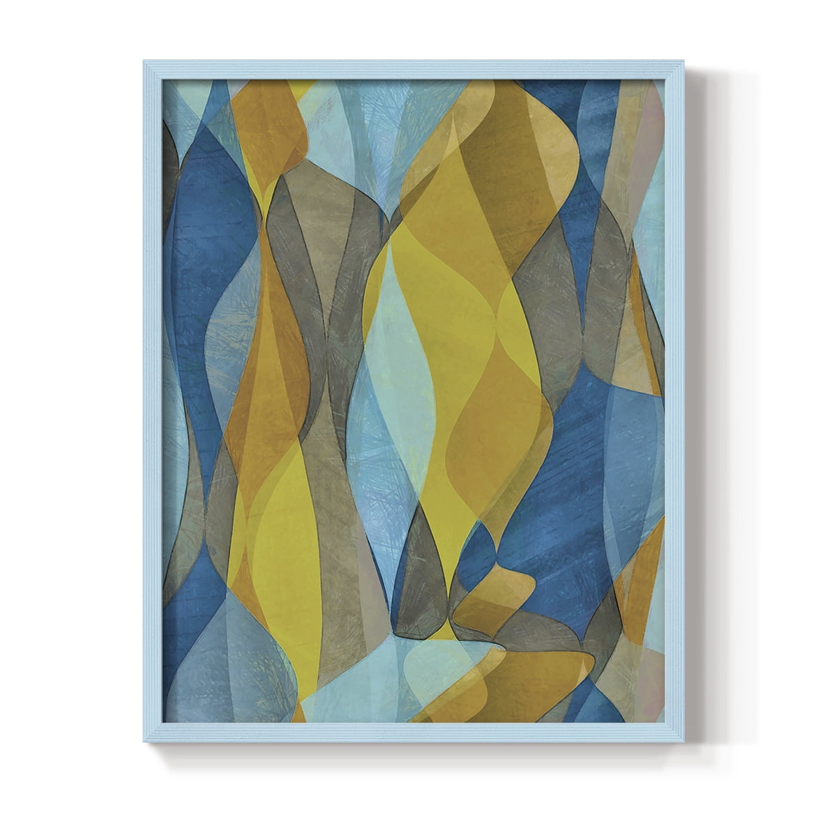 Colorful Cascade II Framed Print in Blue Solid Wood Framed Print No Nail Hanging
