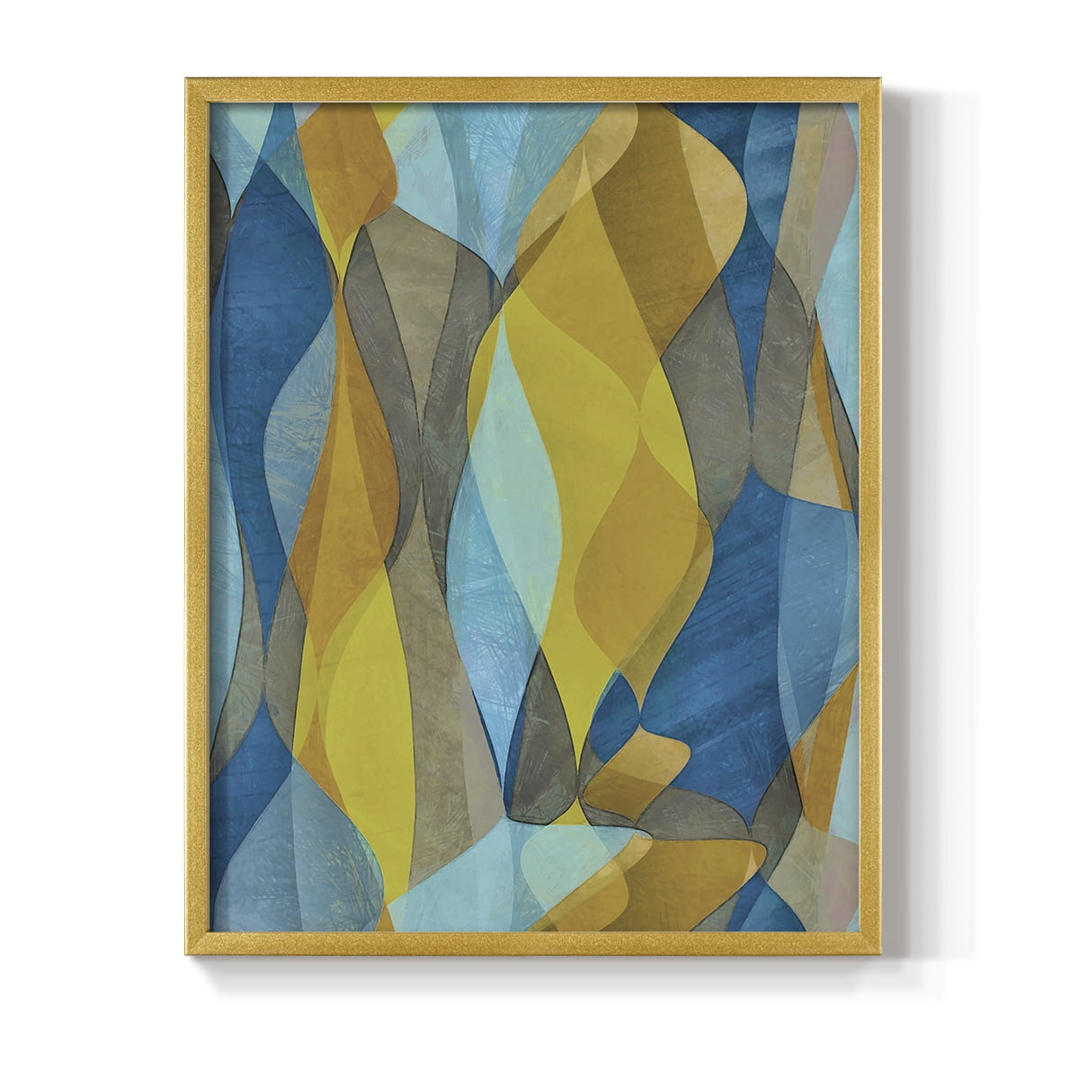 Colorful Cascade II Framed Print in Gold Solid Wood Framed Print No Nail Hanging