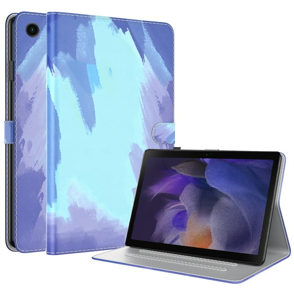 Colorful Case for Samsung Galaxy Tab A8 10.5-Inch Tablet 2021 (SM-X200 /SM-X205) - Slim Lightweight Leather/Silicone Protective Flip Stylish Cover Case with Stand / Card Holder (Blue)