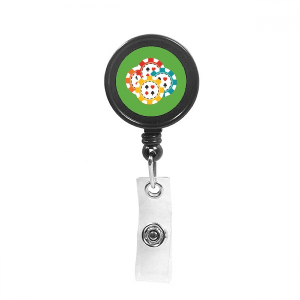 Colorful Casino Chips Illustration Retractable Keychain Badge Holder ID Badge