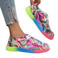 thumbnail image 1 of Colorful Casual Walking Shoes for Women, Lightweight Canvas Loafers with Rainbow Swirl Print, Breathable Slip-On Flats with Soft Cushion Sole, Fashion Sneakers for Spring & Autumn, 1 of 6