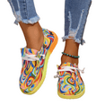 thumbnail image 1 of Colorful Casual Walking Shoes for Women, Lightweight Canvas Loafers with Rainbow Swirl Print, Breathable Slip-On Flats with Soft Cushion Sole, Fashion Sneakers for Spring & Autumn, 1 of 8