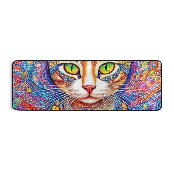 Colorful Cat Art Runner Rug for Hallways Kitchen Non Slip 2'x 6' Washable Hall Carpet for Bedroom Entryway Laundry Room