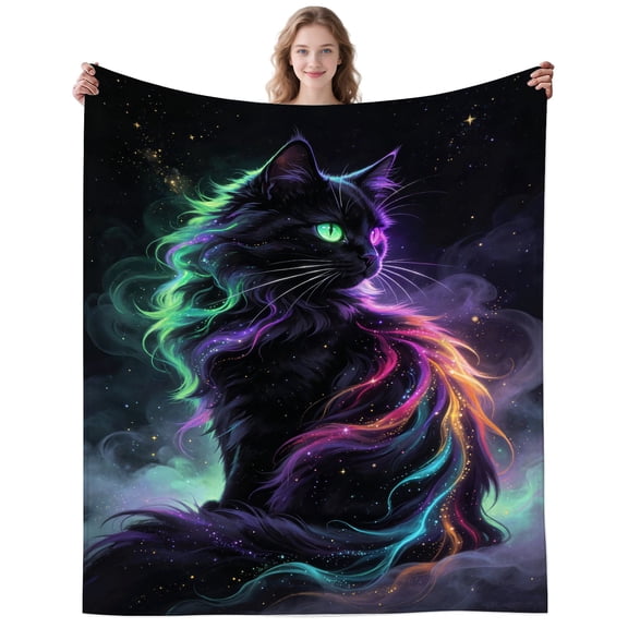 Colorful Cat Blanket Gifts for Women Men Adults Cats Lovers Soft Cozy Plush Starry Sky Cats Throw Blankets for Couch Home Decor Birthday Gifts 50×40 Inch