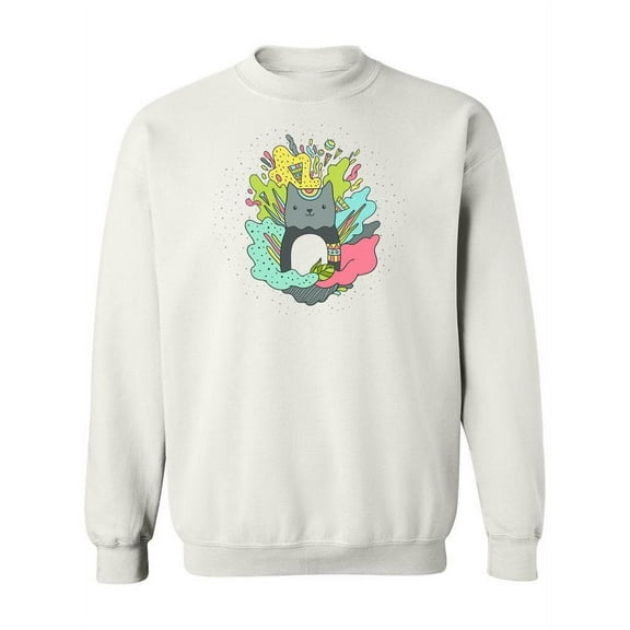 Colorful Cat Design . Sweatshirt Women -Image by Shutterstock, Female XX-Large