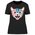 thumbnail image 1 of Colorful Cat Face Smiling T-Shirt Women -Image by Shutterstock, Female Small, 1 of 2