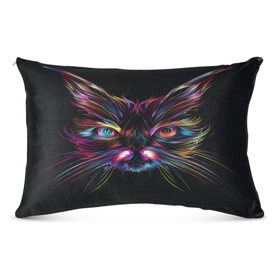 Colorful Cat Head Plush Pillow Cases Queen Size Ultra Soft Warm Pillowcases with Zipper 20"x30"