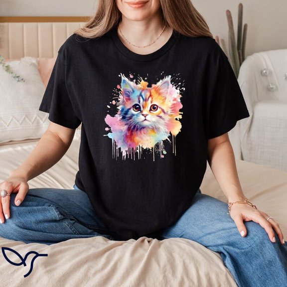Colorful Cat Mama Lover Graphic Design Everyday Casual T-Shirt