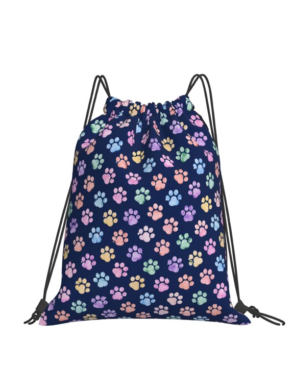 Colorful Cat Pattern Print Large Drawstring Backpack Casual Cinch Sack Bag Backpack for Sports Hiking Travel Gym