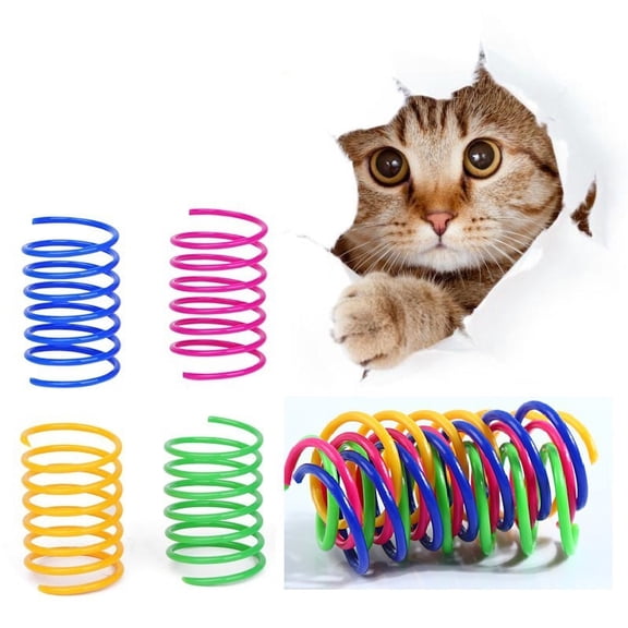 Colorful Cat Plastic Springs - Fun Exercise Toys for Cats and Small Dogs,20PCS