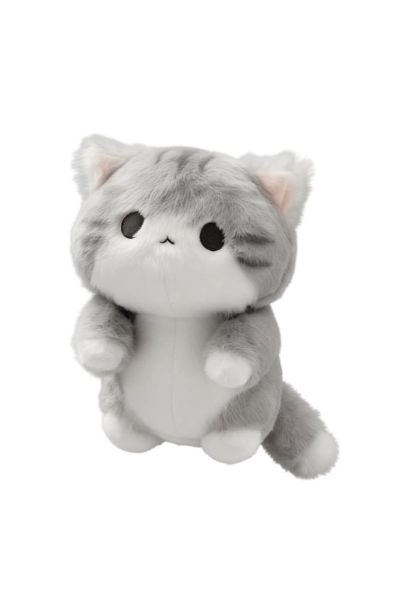 Colorful Cat Plush Keychain Soft Stuffed Kitten Hanging Charm 4 Inch Fluffy Animal Plush Accessory for Bag Backpack Keyring Decor Grey and Ginger Tabby 1 Pack