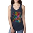 thumbnail image 1 of Colorful Cat Portrait | Cat Lover Owner | Dean Russo Art Animal Lover Ladies Racerback Sleeveless Top, Navy, M, 1 of 5
