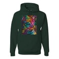 thumbnail image 1 of Colorful Cat Portrait | Cat Lover Owner | Dean Russo Art Animal Lover Unisex Hoodie Sweatshirt, Forest Green, M, 1 of 5