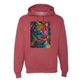 thumbnail image 1 of Colorful Cat Portrait | Cat Lover Owner | Dean Russo Art Animal Lover Unisex Hoodie Sweatshirt, Vintage Heather Red, XL, 1 of 5