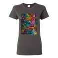 thumbnail image 1 of Colorful Cat Portrait | Cat Lover Owner | Dean Russo Art Animal Lover Womens T-Shirt, Charcoal, 3XL, 1 of 5