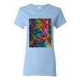 thumbnail image 1 of Colorful Cat Portrait | Cat Lover Owner | Dean Russo Art Animal Lover Womens T-Shirt, Light Blue, XL, 1 of 5