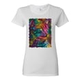 thumbnail image 1 of Colorful Cat Portrait | Cat Lover Owner | Dean Russo Art Animal Lover Womens T-Shirt, White, L, 1 of 5