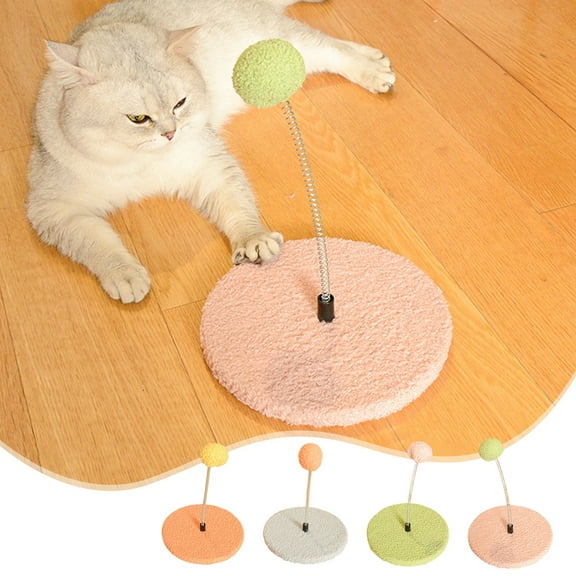 Colorful Cat Toys with Spring Ball, Interactive Self-Entertainment Cat Teaser Toy for Climbing & Hunting, Wooden Cat Play Set with Scratching Post & Catnip Ball, Durable Pet Toys for Indoor Cats