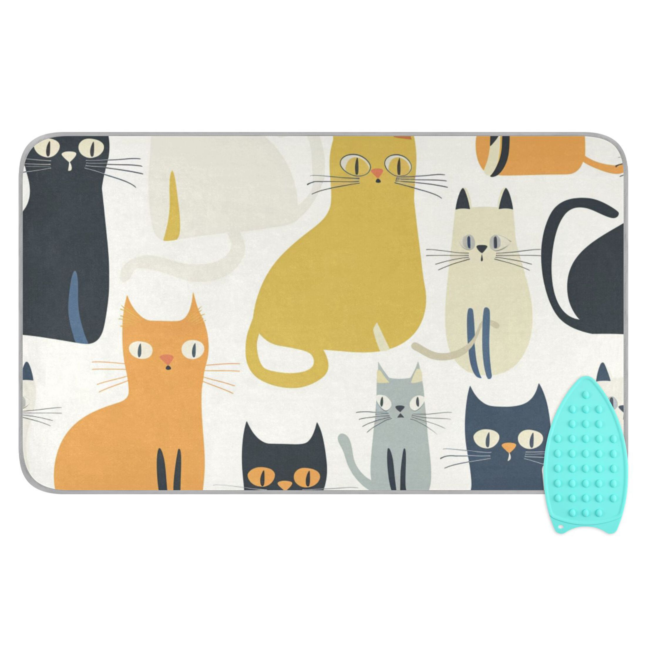 Colorful Cats Ironing Mat Blanket Portable Travel Ironing Pad Heat Resistant Pad 47.2" x 27.6”