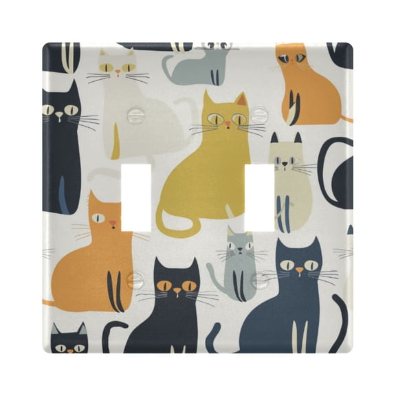 Colorful Cats Light Switch Cover Electrical Outlet Cover Replaceable Wall Plates 2-Gang