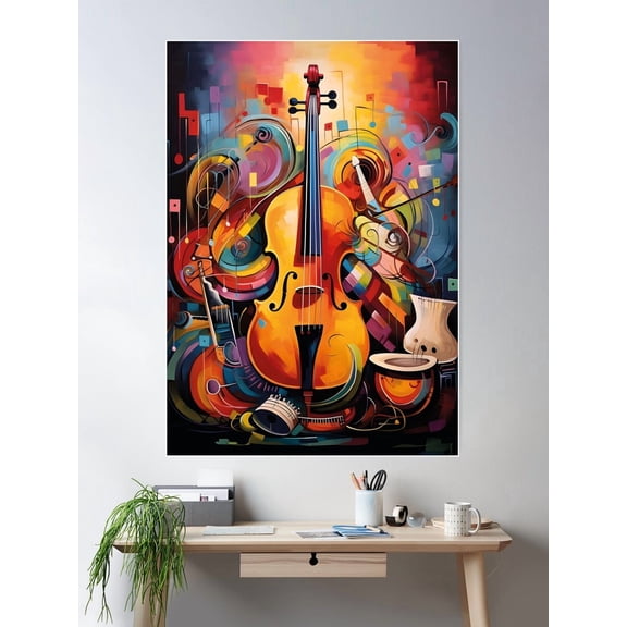 Colorful Cello Portrait Format 2 Poster Or Wall Art Poster Wall Art Modern Wall Decor For Living Room Bedroom Art