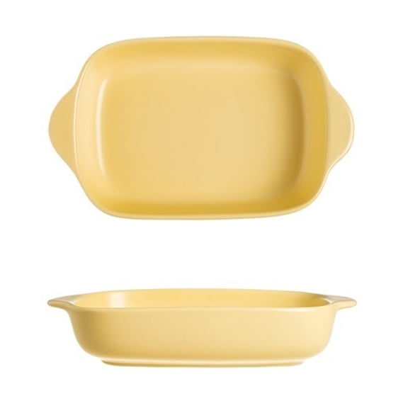 Colorful Ceramic Double-Handled Baking Pan Household Square Baking Tableware Salad Baked Rice Bowl