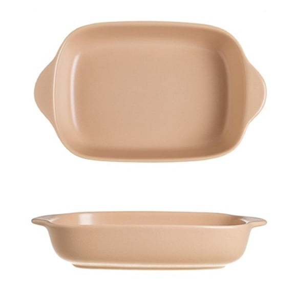 Colorful Ceramic Double-Handled Baking Pan Household Square Baking Tableware Salad Baked Rice Bowl