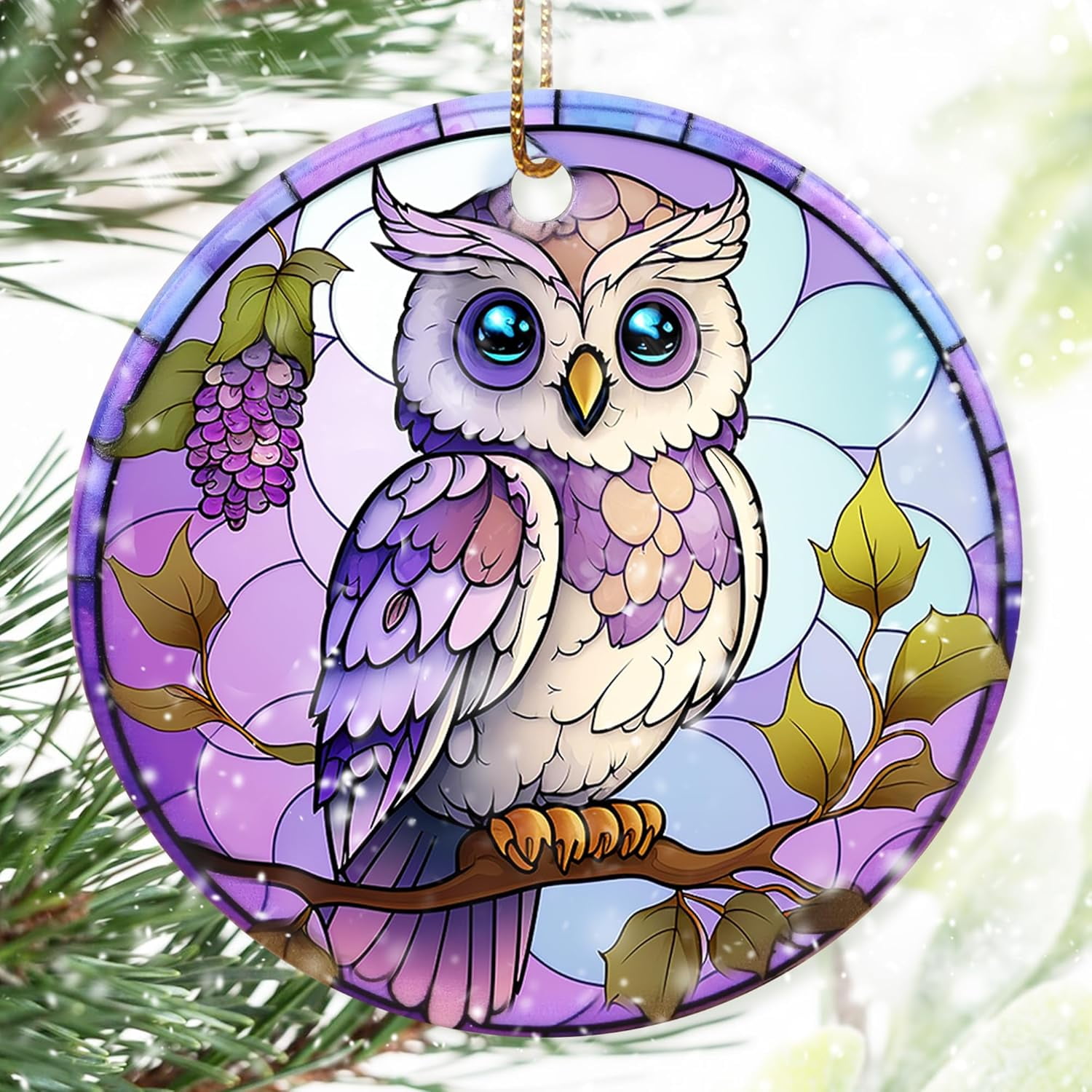 Colorful Ceramic Owl Christmas Ornament, Owl Ornaments for Christmas