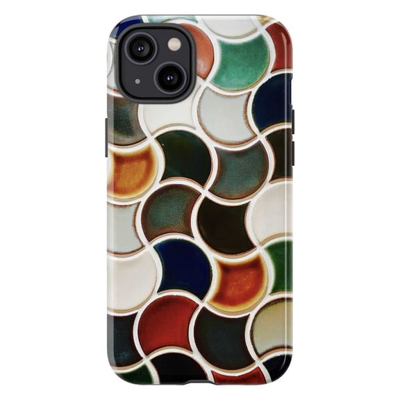 Colorful Ceramic Tile Phone Case, Multi-Color Scallop Fish Scale Mosaic Cover for iPhone 17 16 15 14 13 12 11 Plus Pro Max Mini