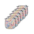 thumbnail image 1 of Colorful Chair Seating Cushion Set of 6, Different Vane Feather Types on a Square Shape Striped Backdrop Print, Seat Pads for Office with Anti-slip Backing, 16"x16", Multicolor, by Ambesonne, 1 of 7