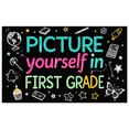 thumbnail image 1 of Colorful Chalk Style Picture Yourself in First Grade Banner Backdrop Decorations Party Supplies Photography Props Classroom Decor Graduation Party Backdrop, 1 of 8