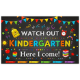 thumbnail image 1 of Colorful Chalkboard Style Backdrop Banner with School Elements for Kindergarten Celebration Party Supplies Photography Props Decorations Kids Back - to - School Event First Day of Kindergarten Decor, 1 of 8