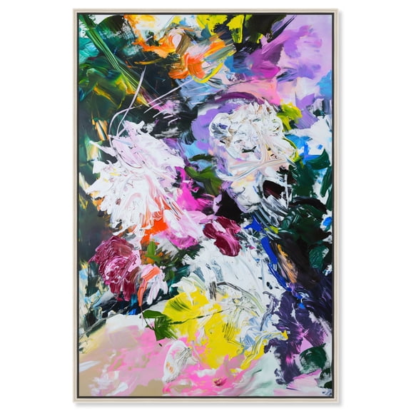Colorful Chaos Canvas New Floral Wall Art by Art Remedy, Silver Frame, 36" x 54"