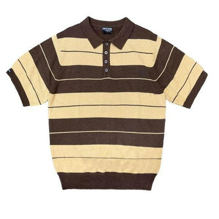 Weiv Colorful Charlie Brown Shirt Short Sleeve Polo Brown Khaki XL