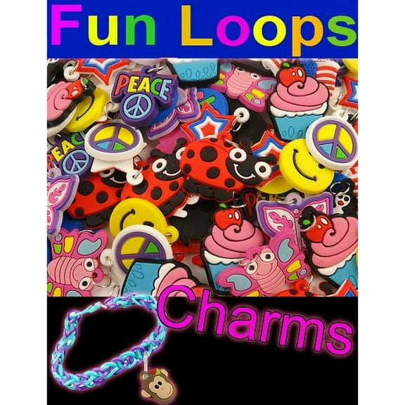 Colorful Charms For Loom Bandz Rubber Bands Bracelets (Set Of 12)(BONUS 1 FUN CHOPS)