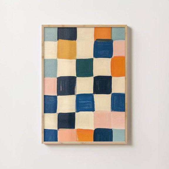 Colorful Checker Trendy Cottagecore Wall Decoration, Unframed Poster
