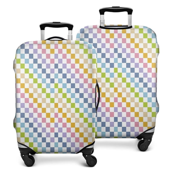 Colorful Checkerboard Pattern Luggage Cover Fashion Suitcase Cover Baggage Covers Fit 25-28 Inch Luggage (Go Travel)