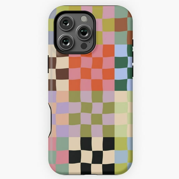 Colorful Checkerboard Retro Pattern iPhone Case 17 16 15 14 13 12 11 ...