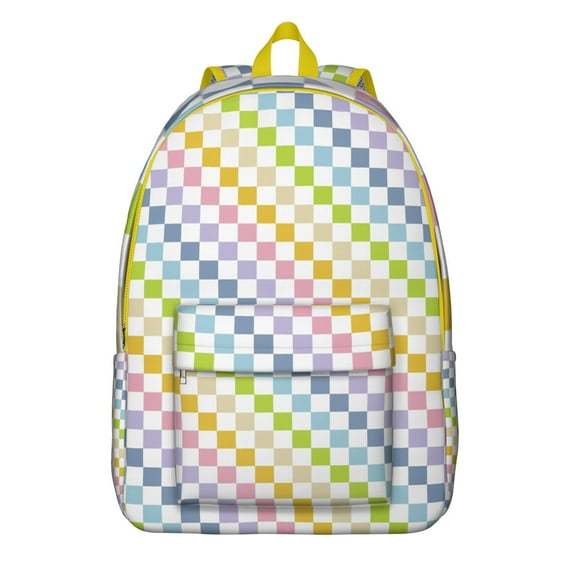 Colorful Checkered Backpack, Lightweight and Water-Resistant, Ideal for Commute and Campus Use